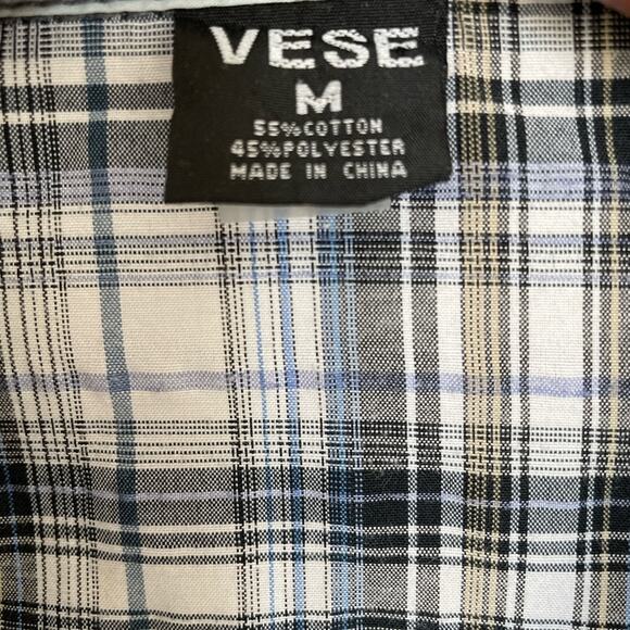 Vese Black n Blue Plaid Button Long Sleeve Shirt size Medium - Picture 2 of 7
